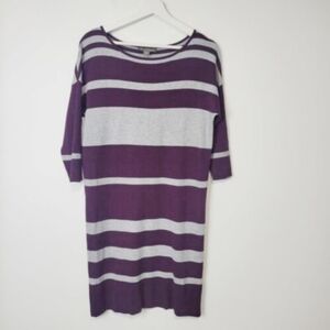 Tommy Bahama Hobart Purple & Gray Heather Stripe Pencil Sweater Dress Si…